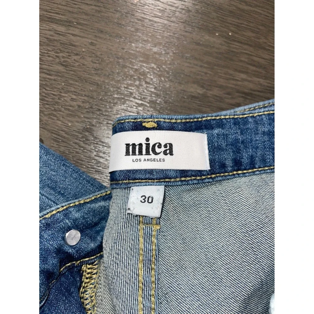 Mica Women 30 Blue Denim Wide Leg Barrel Seam Cropped Jeans MDP-W3227